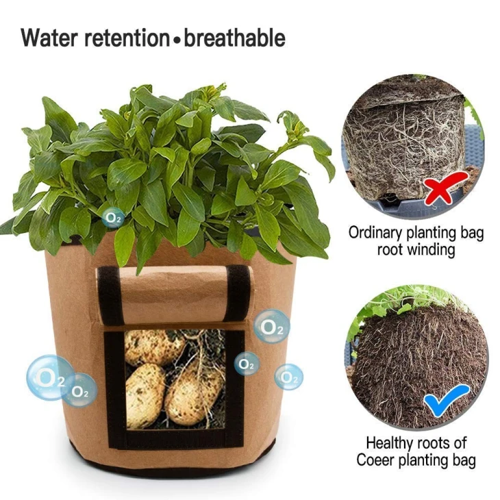 Potato Grow Bags 10 Gallon Garden Vegetable Planters Growing Bag With Handles